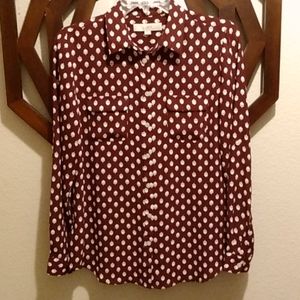 Ann Taylor LOFT Acorn Print Button up